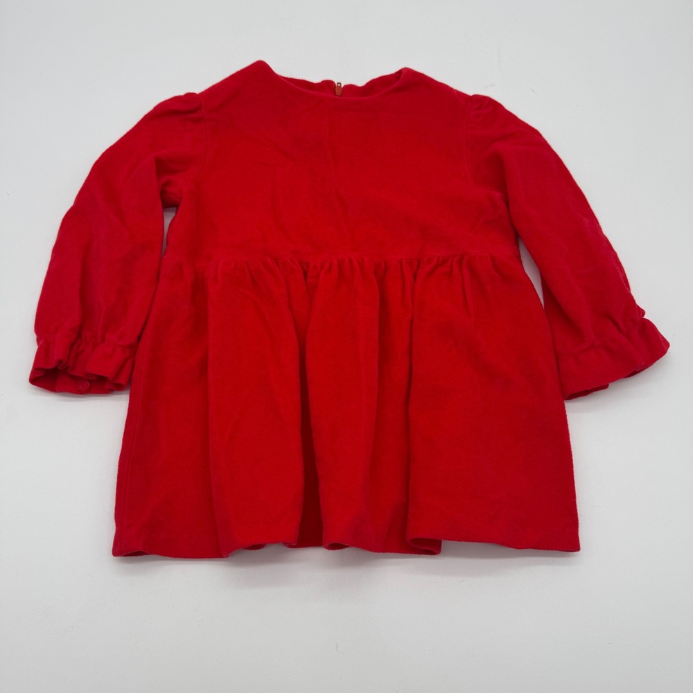 Girls Red Long Sleeve Peplum Top Ruffle Cuffs Back Zipper Approx US 3T
